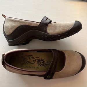 Merrell Plaza Bandeau dark taupe leather/suede mary jane shoes 8.5